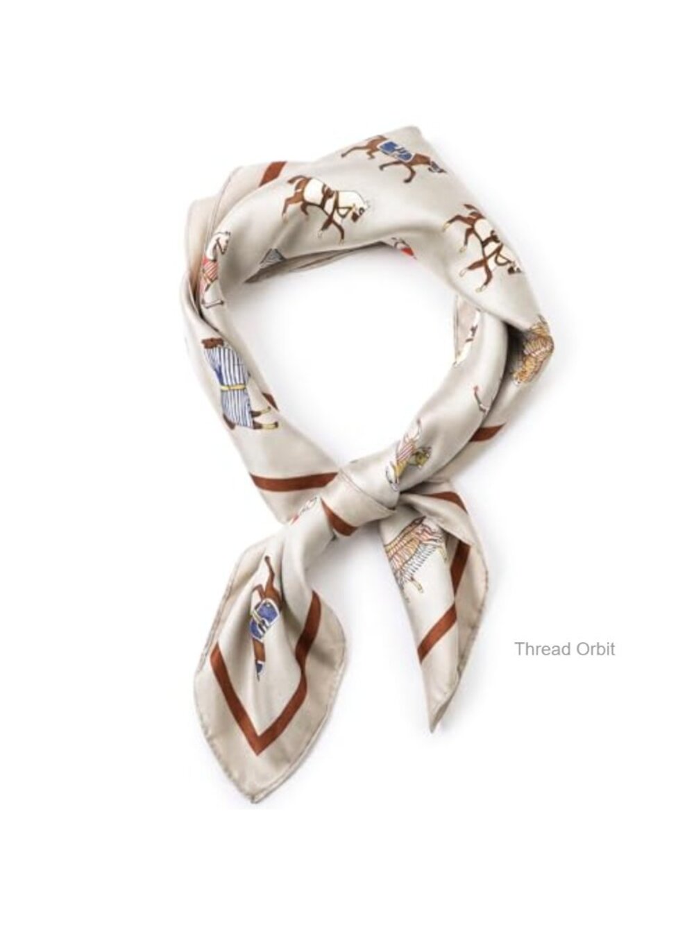 Art Silk Square Scarf with Horse Print Lightweight Neck Wrap Bandana